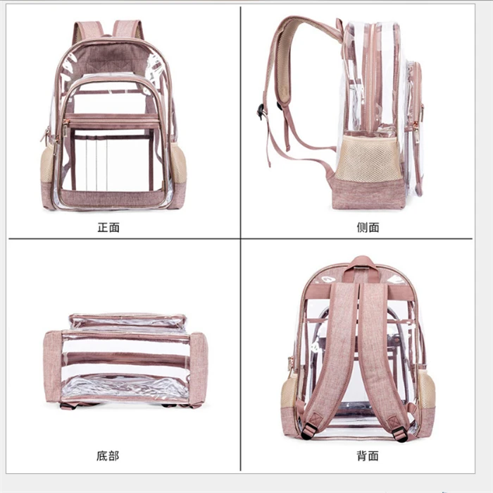 Wholesale custom korea fashion jelly pvc transparent plastic backpack