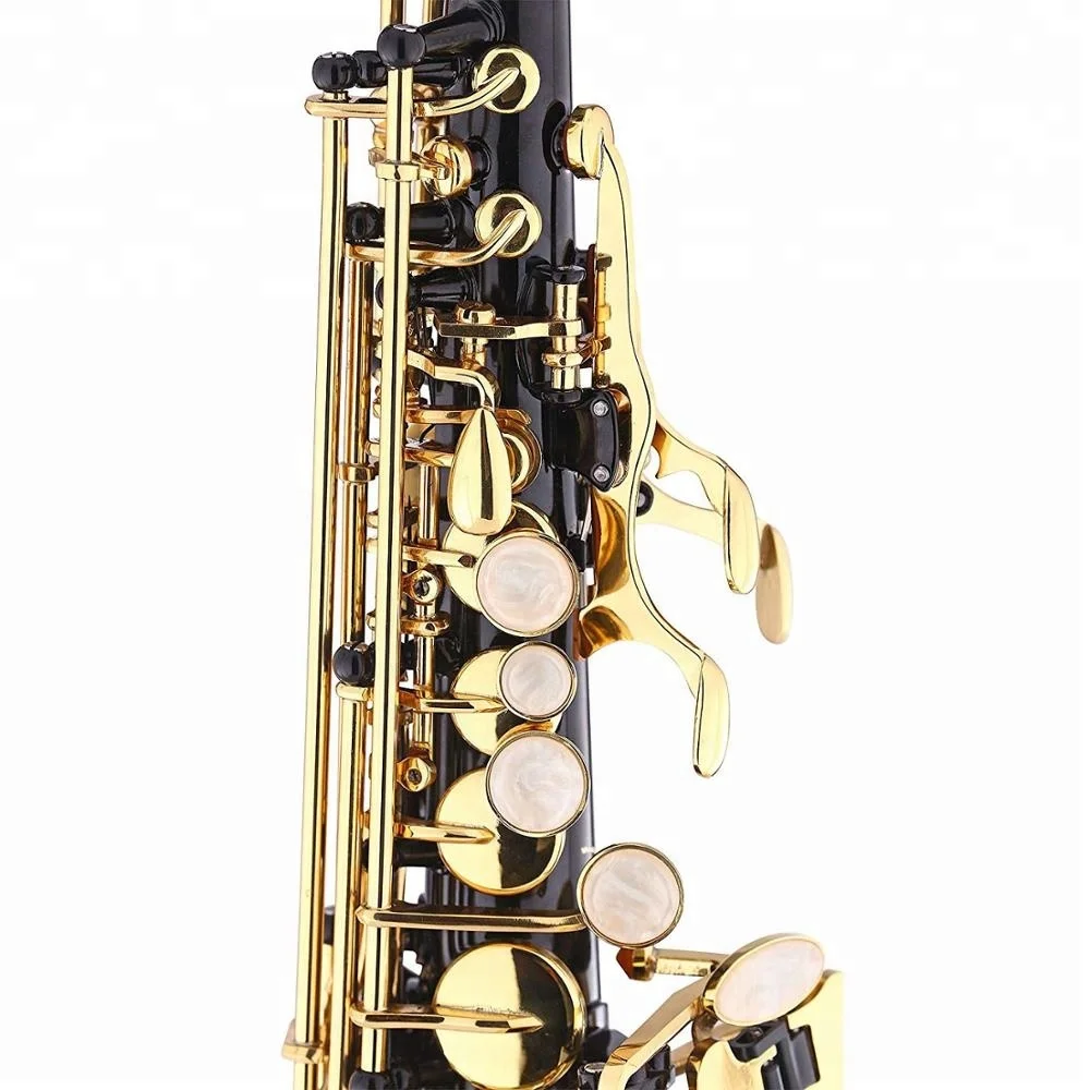 
Black Lacquer Gold Keys B Flat Bb Straight Soprano Saxophone 