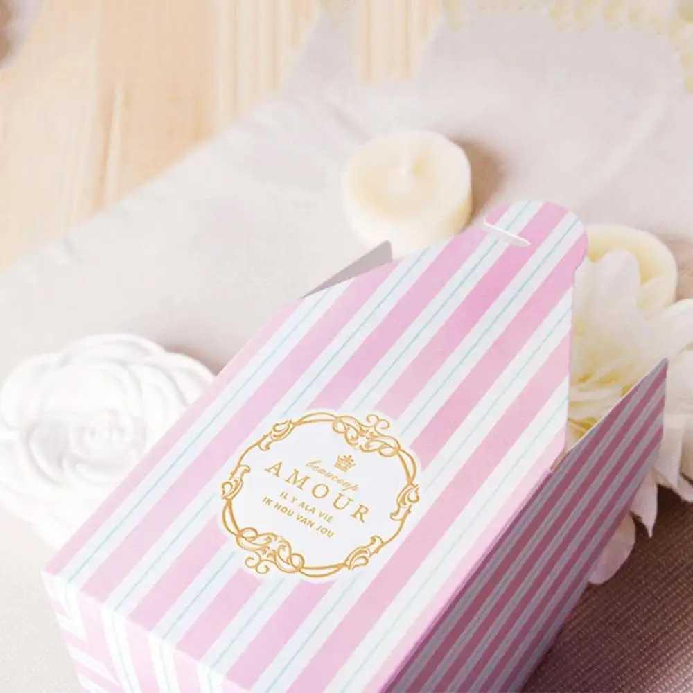 
Fashion Handmade Gift Striped Pattern Candle Candy Wedding Box 