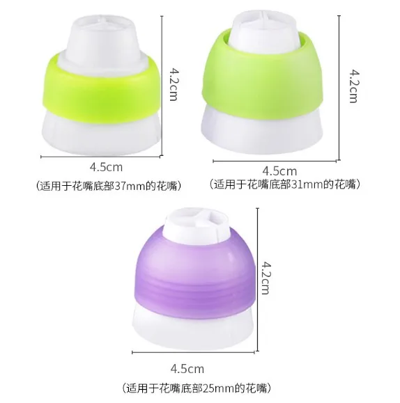 NEW Icing Piping Bag Nozzle Converter Cake Decorating Tools For Cupcake Fondant Cookie 3 Hole 3 Color