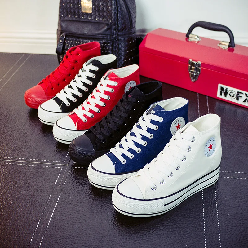 
Custom Made lace up high top Women Canvas Shoes Wholesale factory price 
