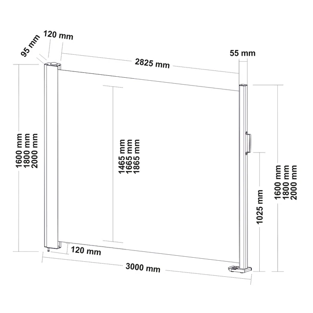 
Retractable Folding Screen Privacy Divider with Steel Pole, Side Awning 