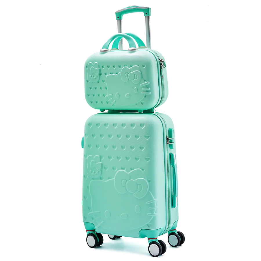 
Women Suitcase set ABS Cartoon Travel Box Rolling Trolley Hard case bag Hello Kitty Luggage bag 