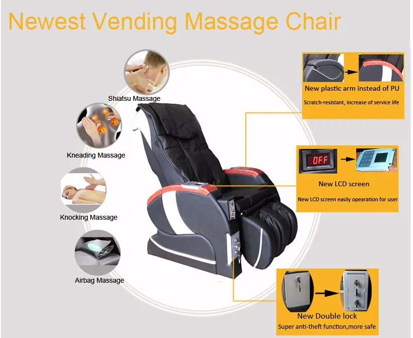 2022 GSM Credit Card Smart Commercial Coin Massage Chair/Shiatsu Credit Coin Operated Massage Chair