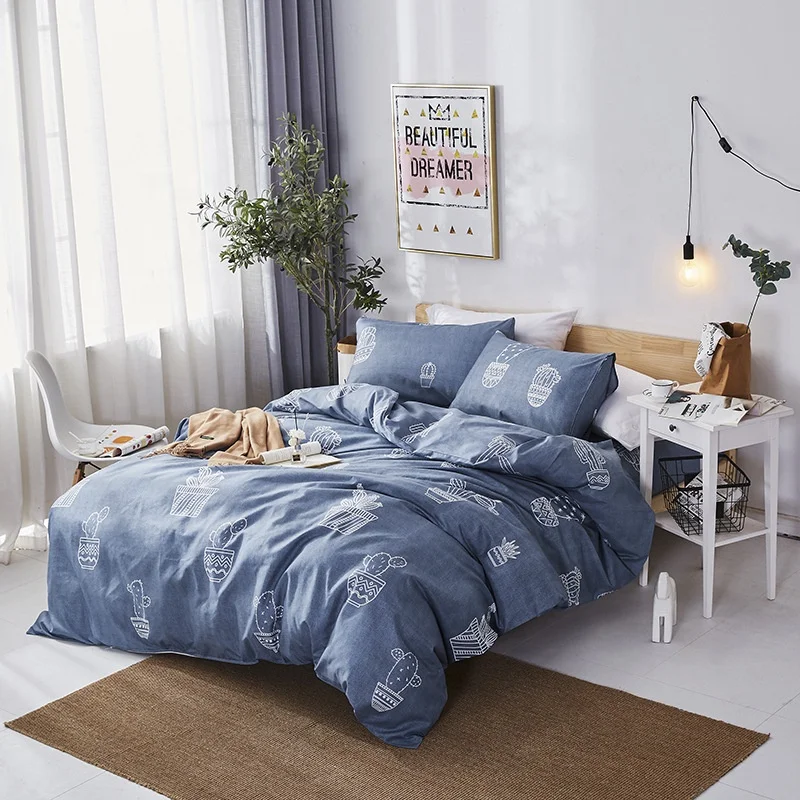 
high quality Aloe cotton print bed sheet luxury warm modern quilt cover 