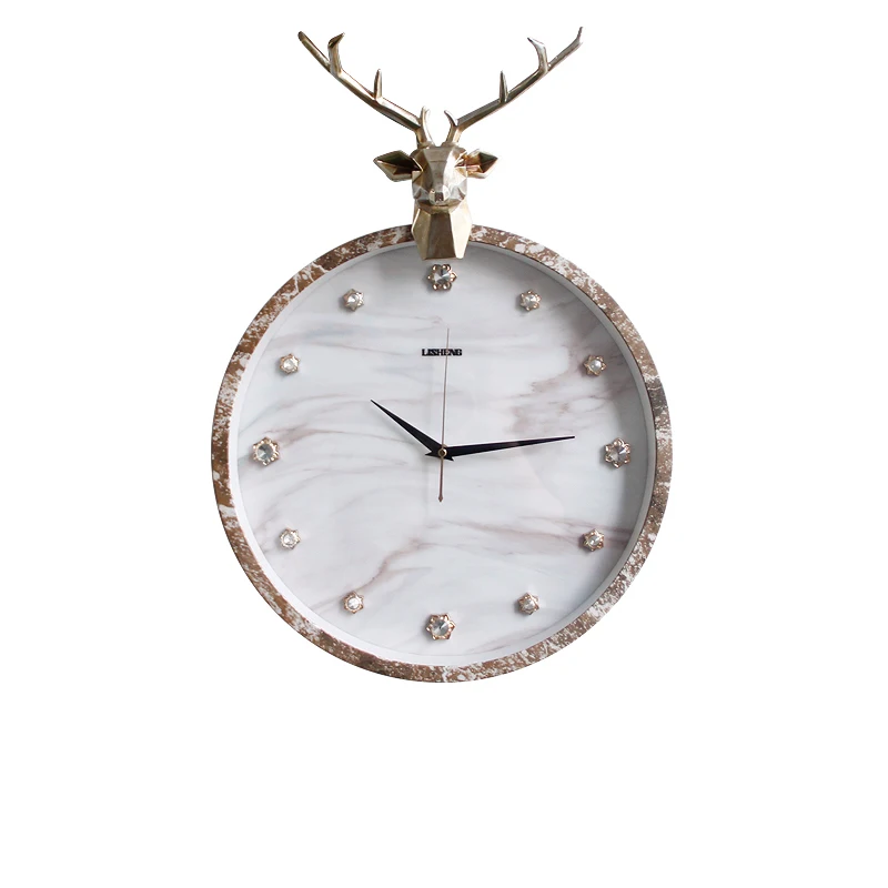 Marble Stripes Reindeer 12 Process Cutting Stone Wall Clock Furniture Wall Decorations VFBD8328