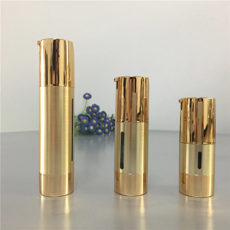 Роскошные косметические безвоздушного насоса бутылки матовое золото