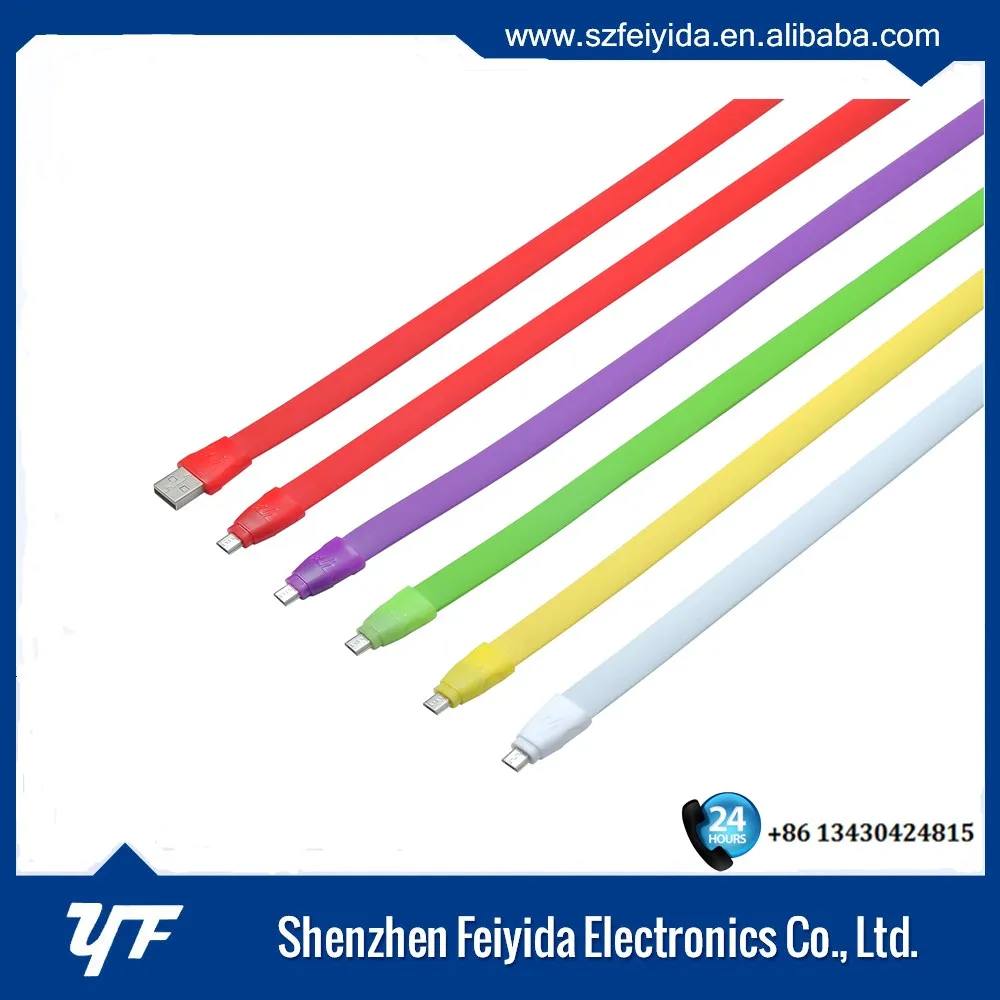 Оптовая красочные micro usb-кабель, плоским android для samsung