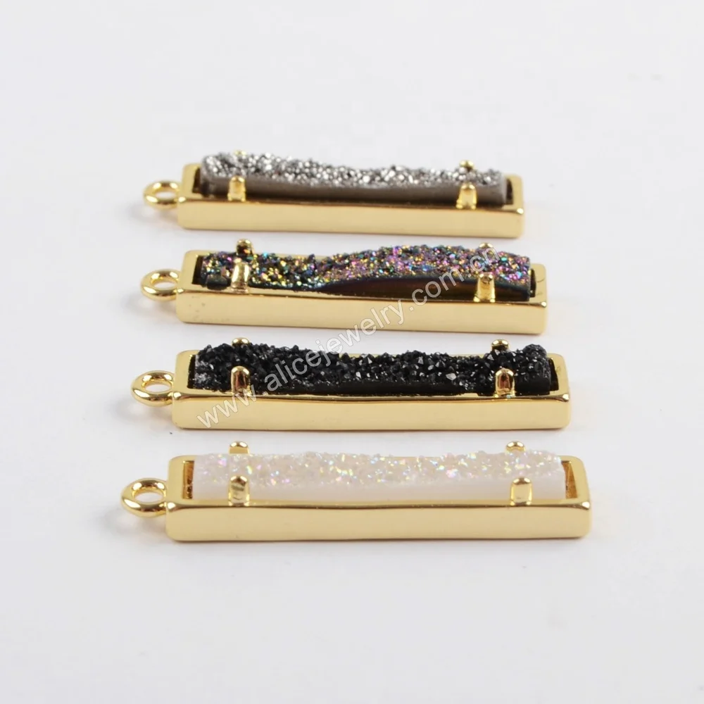 ZG0407 Wholesales price druzy pendant bar druzy jewelry titanium colorful druzy pendant charms for jewelry making