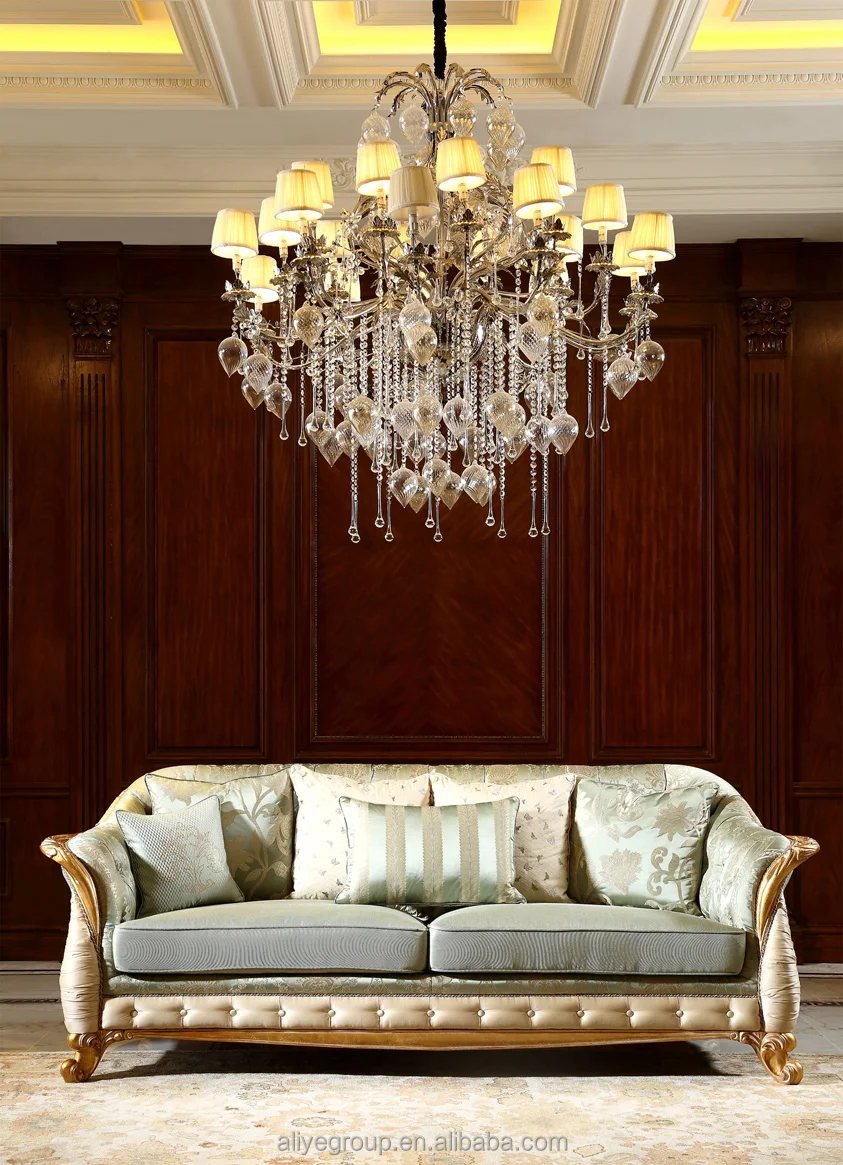 Aliye Luxury carved 7 seater sofa set image with fabric -SFD02