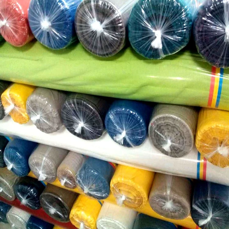 Hot selling stock lot fabric wholesale woven cotton linen blended plain dyed stock fabric