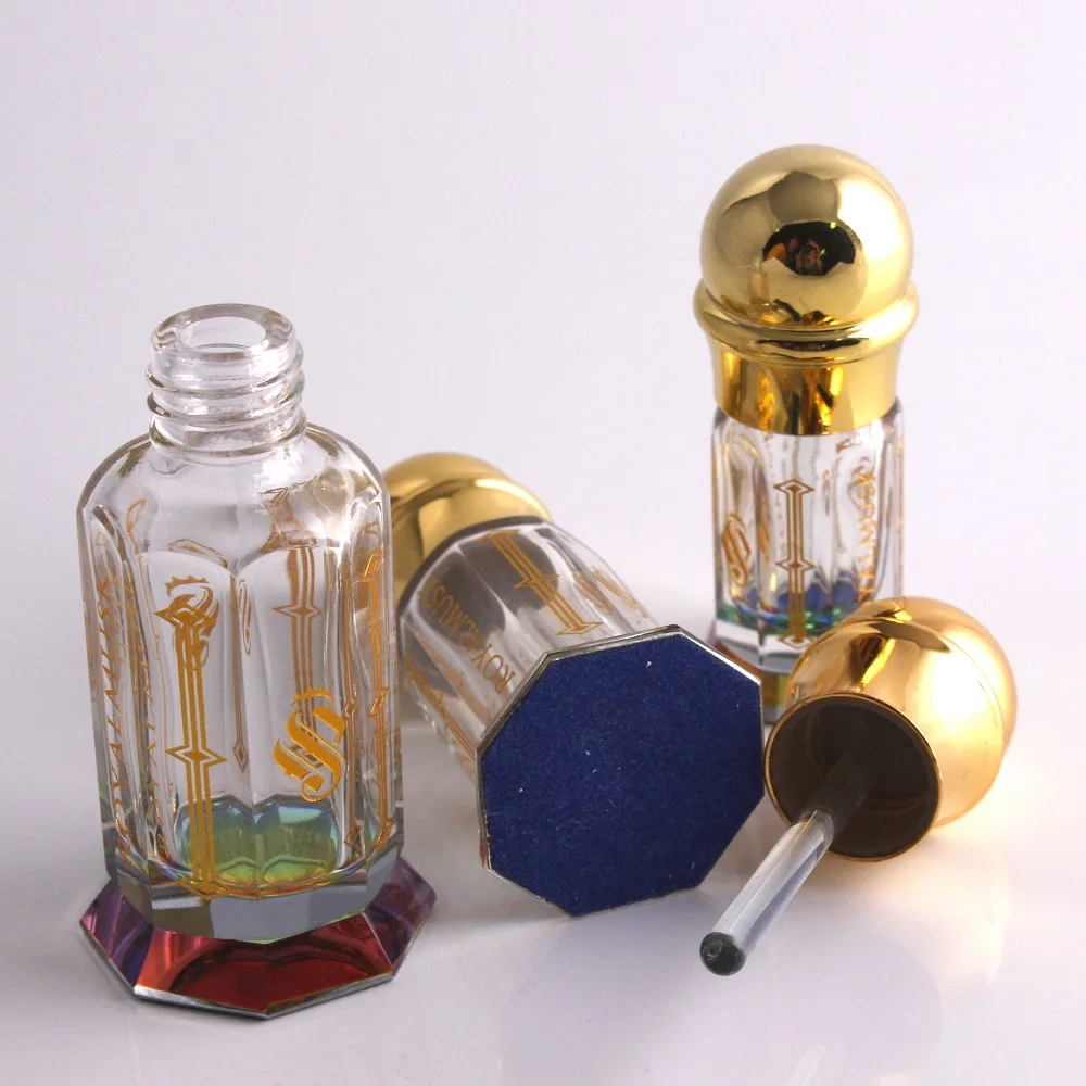 Wholesale home decor 3ml 6ml 12ml glass empty bottles arabian attar perfume oils