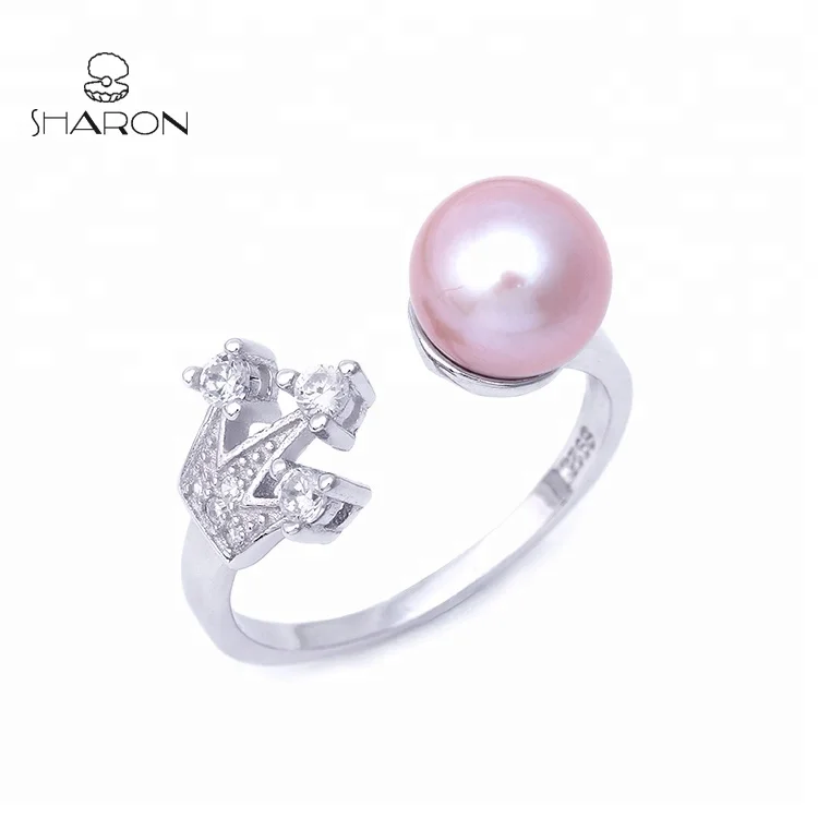 Fashion Sharon Small Crown S925 Sterling Silver Pearl Ring Mounting Handmade jewelry For Women And Girls