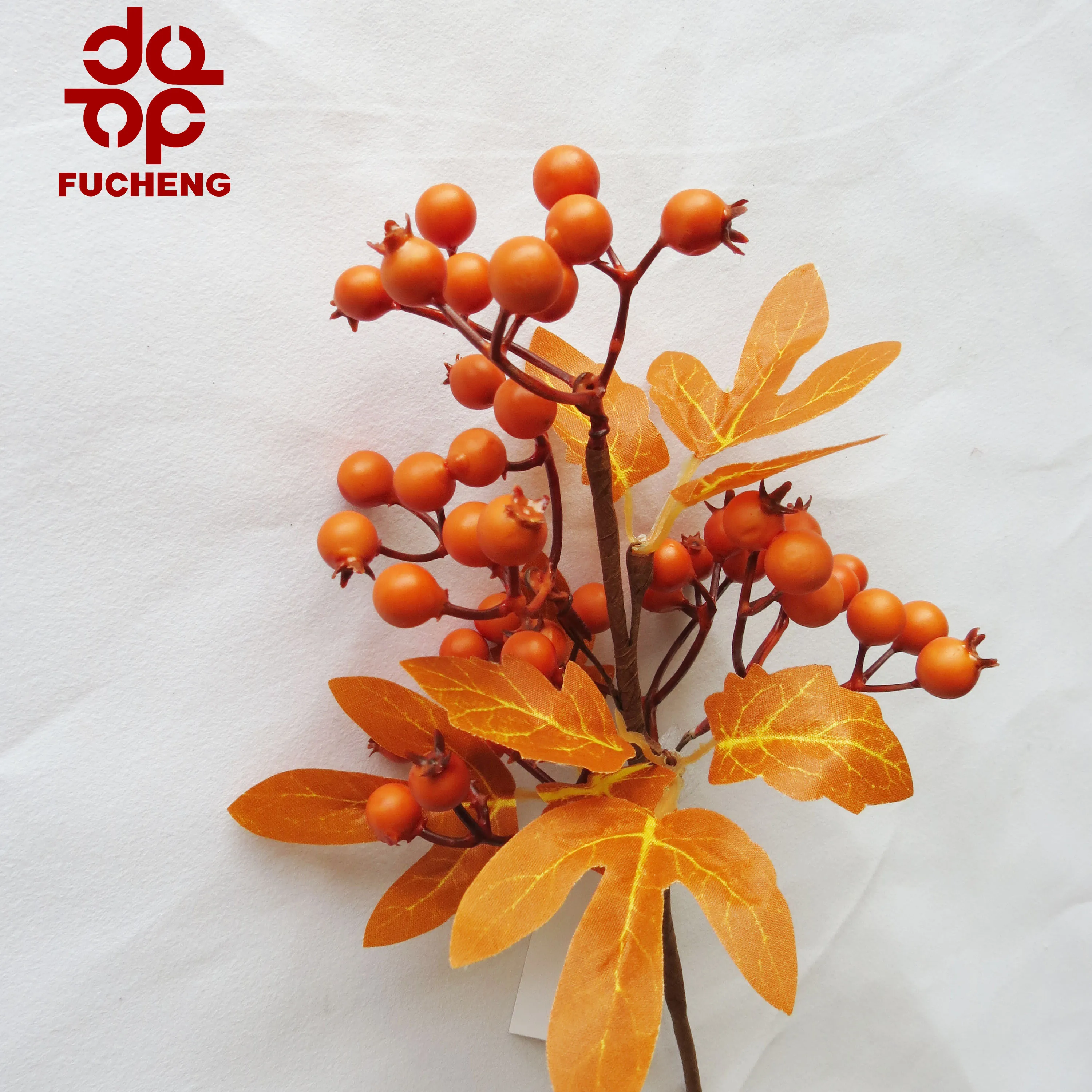Wholesale quality autumn berry artificial silk flower with dried flowers leaves branch for bouquet wall backdrop fall decoration
