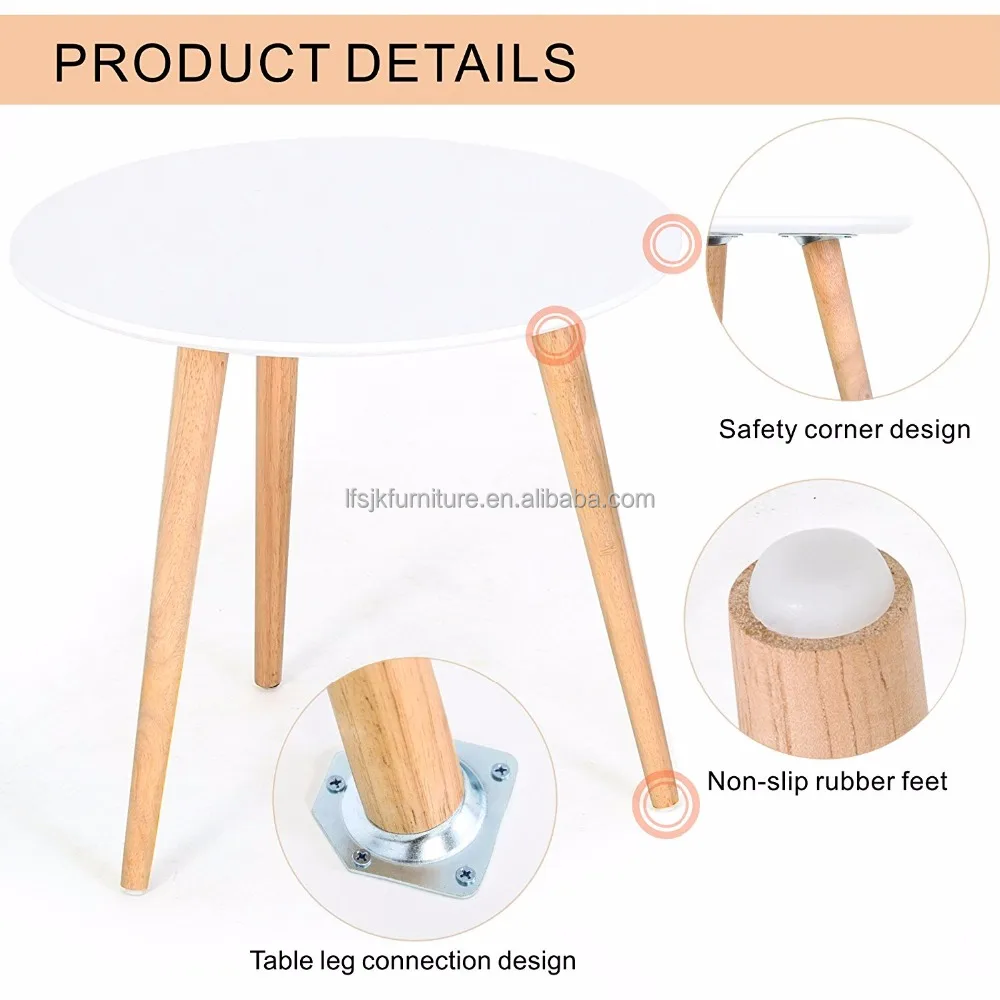 home Furniture modern coffee table MDF wooden round side table with wood legs