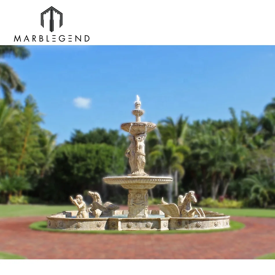 Best price natural stone made large horse statue marble garden fountain