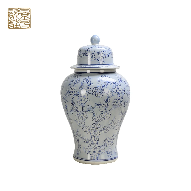 Wholesale custom-made size large ceramic porcelain blue and white ginger jars