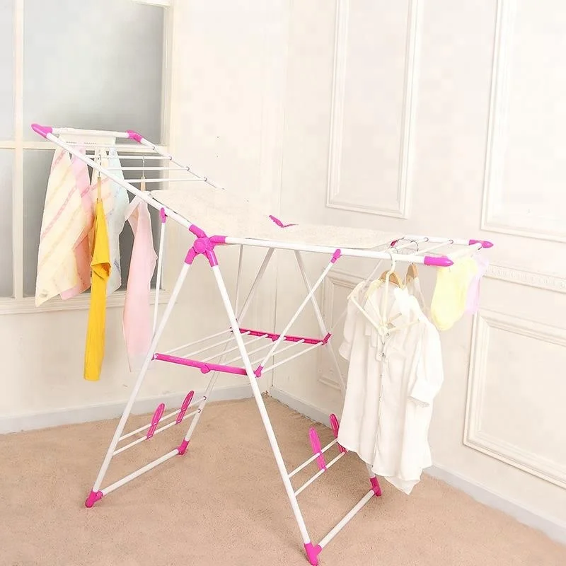 Portable Indoor Outdoor Folding 2-Tier Winged Clothes Drying Rack