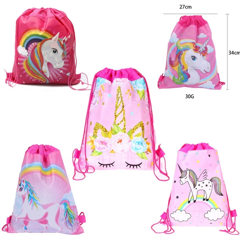 Unicorn Drawstring bag Women foldable shopping bag 3D Cartoon printing travel softback women mochila tote bag mens backpacks