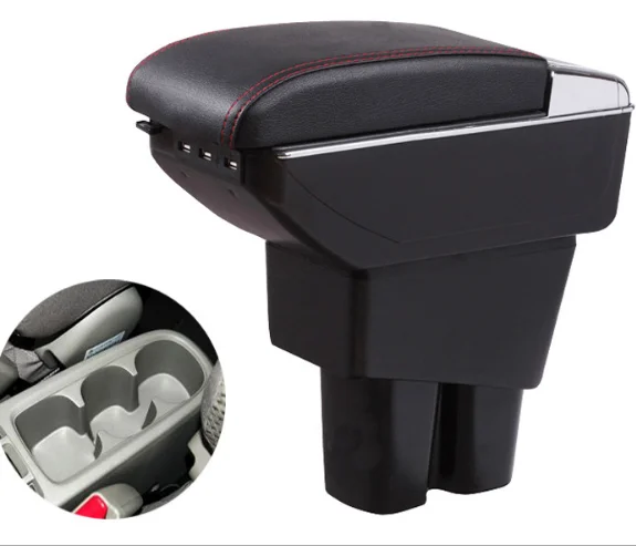 New design Armrest For 2009-2013 Honda Fit Jazz Center Console Storage Box Tray Leather