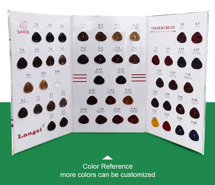 Comprehensive professional hair color chart