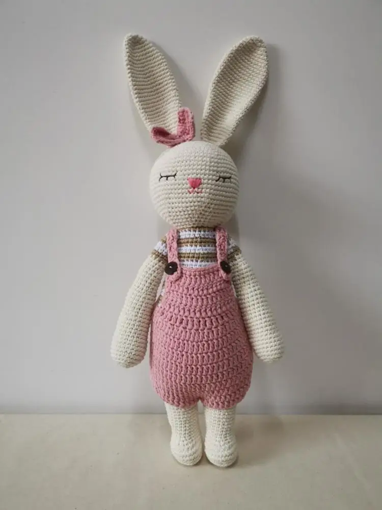 High Quality 100% Handmade Crochet Bunny Toys Baby Crochet Amigurumi Accompany Gifts Toy in 45cm Height HB-001