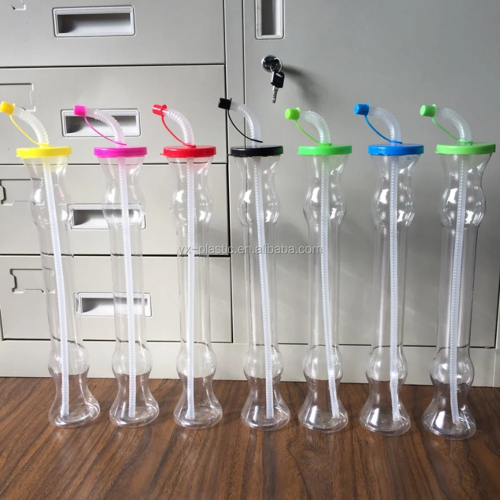 Hot sale 500ml plastic slush yard cup for promotional with lid and straw