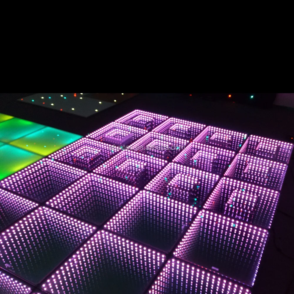 RGB color changing DMX interactive dance floor panels stage 3d infinity led mirror dance floor