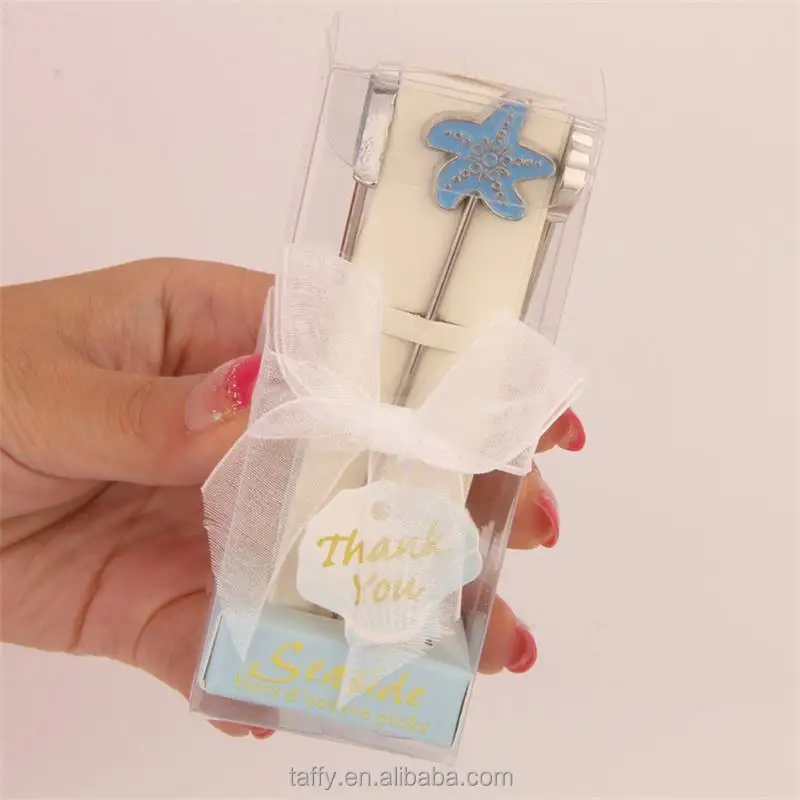 2017 new wedding bomboniere bridal shower favor birthday door gifts ocean beach theme wedding gifts present fruit pick fork