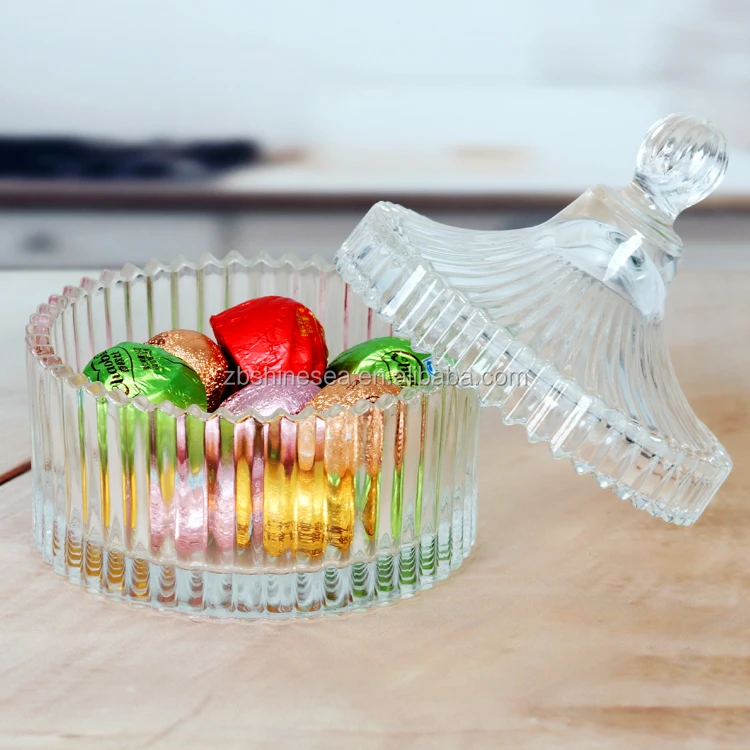 
decorative glass candy jar with glass lid table decanter 
