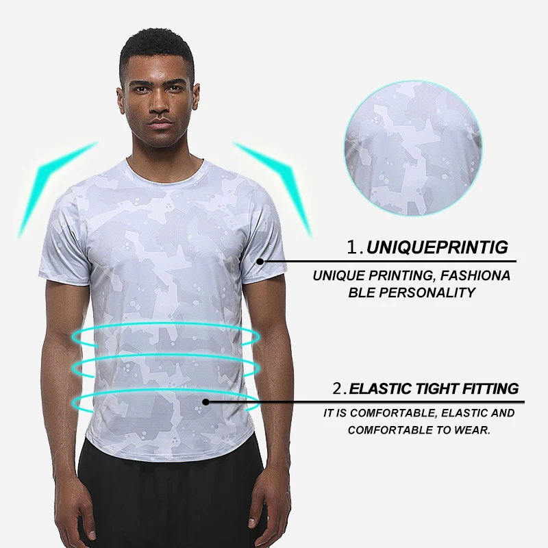 
Custom Sweatsuit Slim Camouflage Sport T Shirts Men shorts Sleeve Jogging Fitness Wear Outdoor T-Shirt Wholesale Sportswear Men 