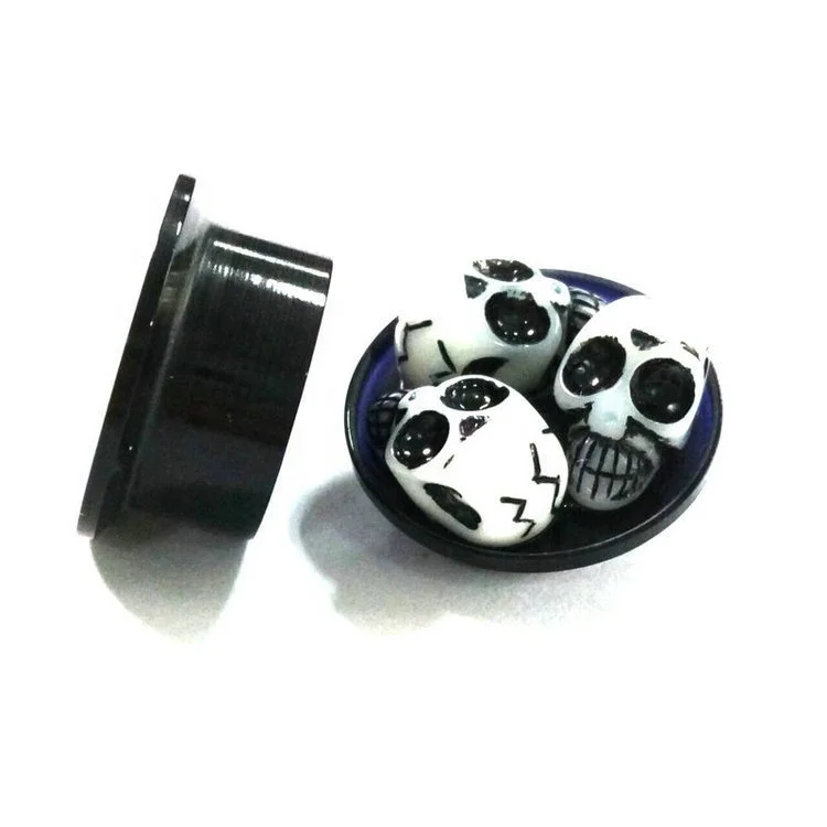 Acrylic Flesh Tunnel Plug Piercing Earring  Skull Ear Stretching