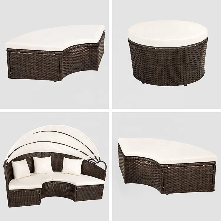 Торговая гарантия индивидуальная круглая ратанговая Роскошная уличная садовая кушетка