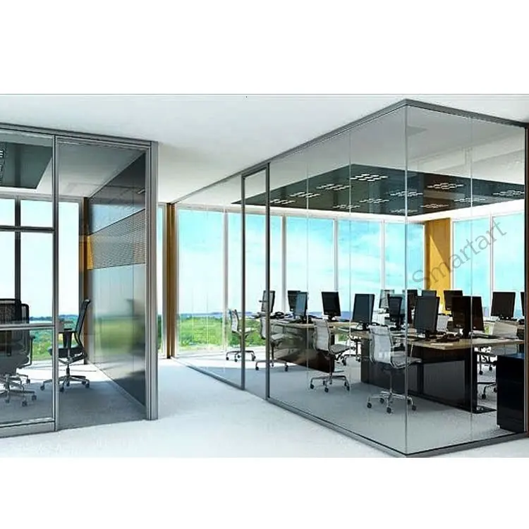 Modern design sliding style office glass door with partitation