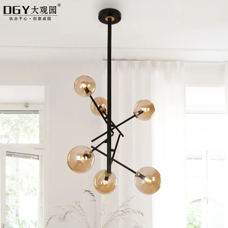 Нордическая простая круглая стеклянная лампа с шариком, лампа 5 Вт, светодиодная декоративная Подвесная лампа