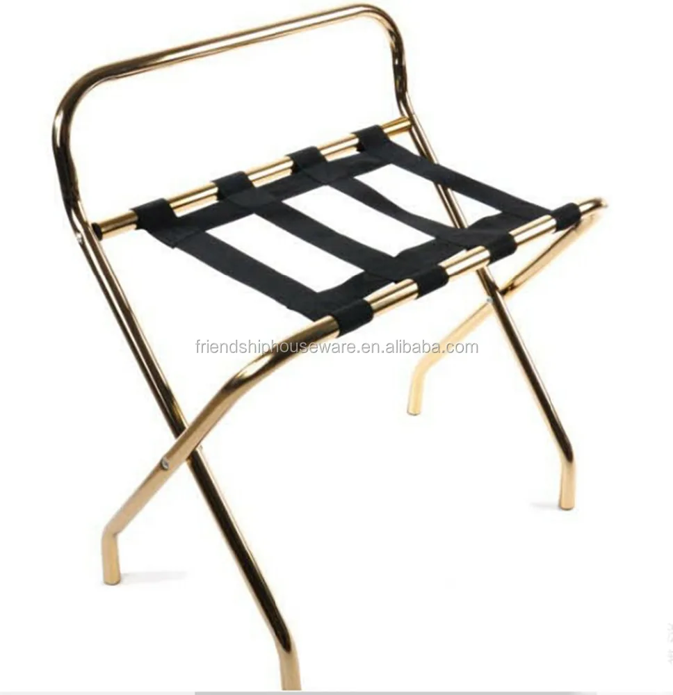 Wholesale Manufacturer Folding Metal Gold Luggage Rack Suitcase Stand high quality luggage holder hotel furniture