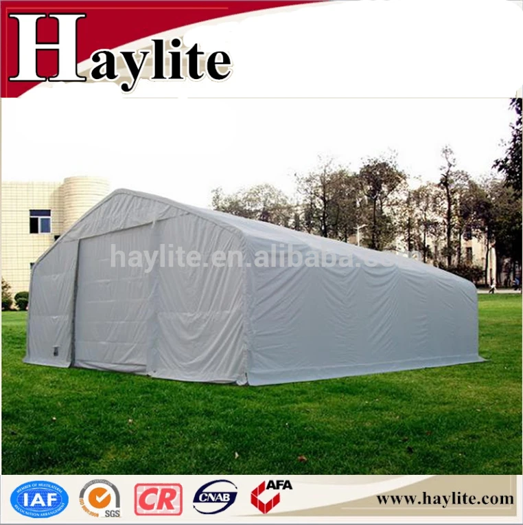 Large outdoor industrial or farm warehouse storage tent