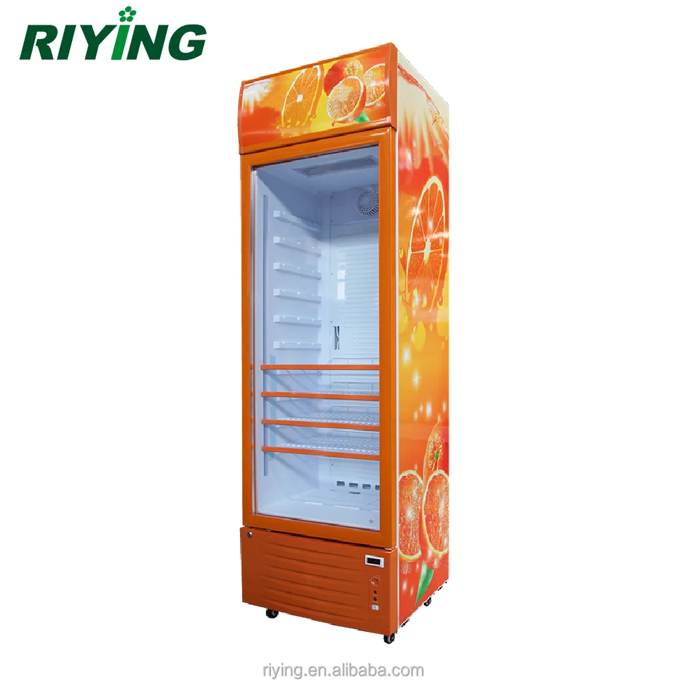 Commercial Single Door Vertical Refrigerator Showcase Fridge for Pepsi Beer with Roll Bond Evaporator