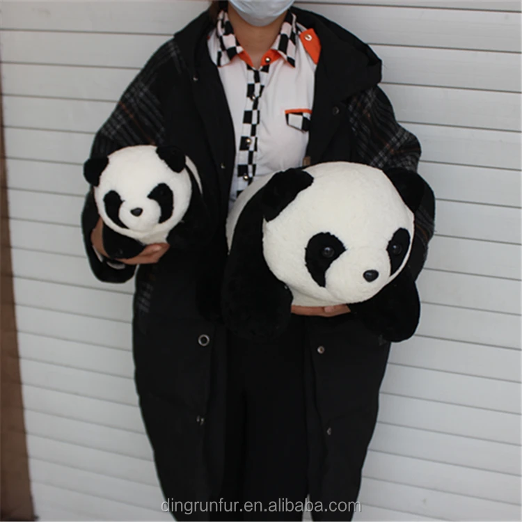 Custom Made Genuine Sheepskin Stuffed Panda Doll Real Fur Animal Toys