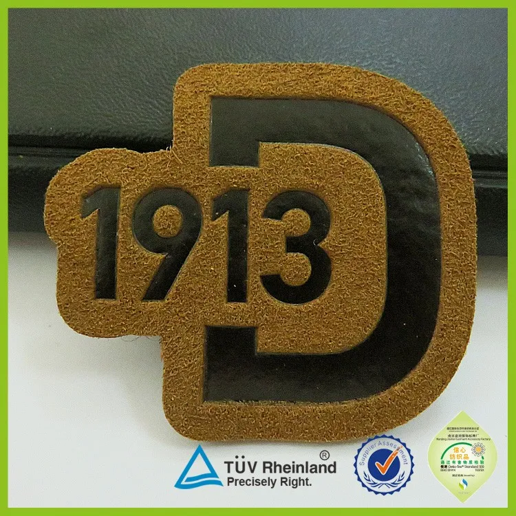 Custom made emboss/deboss pu patches 2015 jeans leather label logo