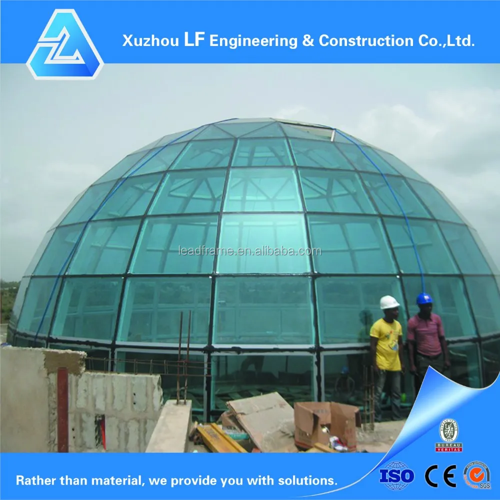 Оцинкованный стальной конструкции стеклянный купол крышка