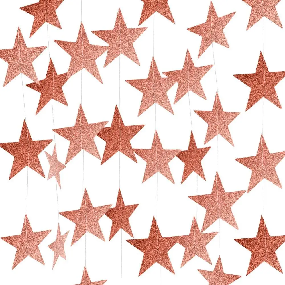 
Rose Gold Party Supplies Rose Gold Glitter Grand Paper Dots Star Streamers Hanging For Bachelorette 