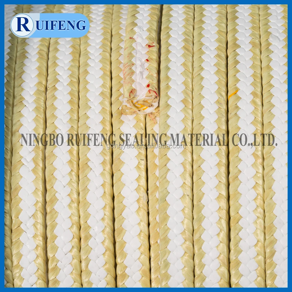 Kevlar  PTFE braided square gland Packing with  aramid in corner