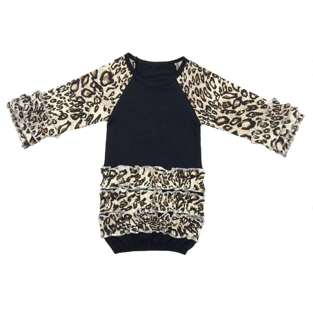 
Infant Clothing Babies Leopard Cotton Ruffle Sleeping Sack Baby Gowns Ruffle Sleeves 