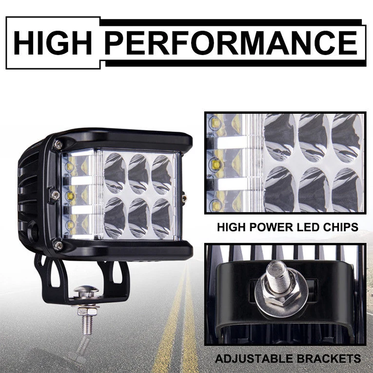 Strobe 36W LED Work Light 12V Side Shots 4inch Pod Spot Flood Lamp Flash for ATV Truck Boat Auto Driving Fog Light