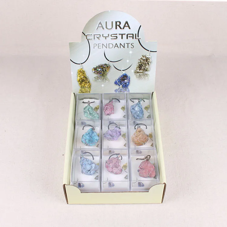 Geoda каменное ожерелье агат натуральный кварц druzy кулон ожерелье женщин ювелирные изделия