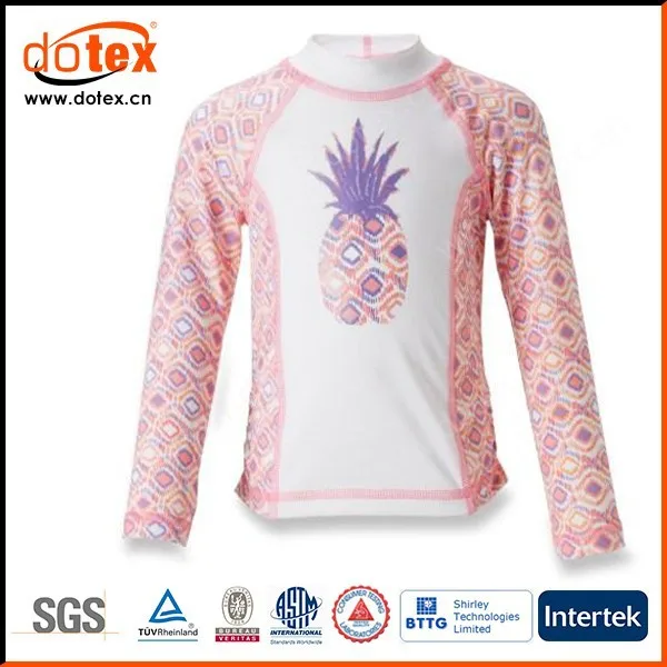 2017 sgs тестирования UPF 50 + для девочек с длинным рукавом Rash Guard Swim рубашка