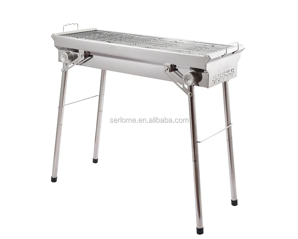 
Multifunction Big Kitchenware Stainless Steel Foldable Camping Spits Folding Car Portable Simple Metal Charcoal Weber BBQ Grill 
