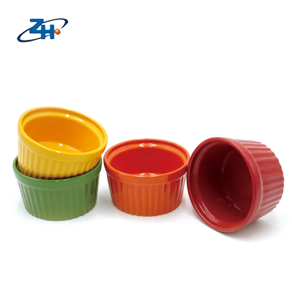 Colorful ceramic mini cake cup ice cream cup baking cup for sale