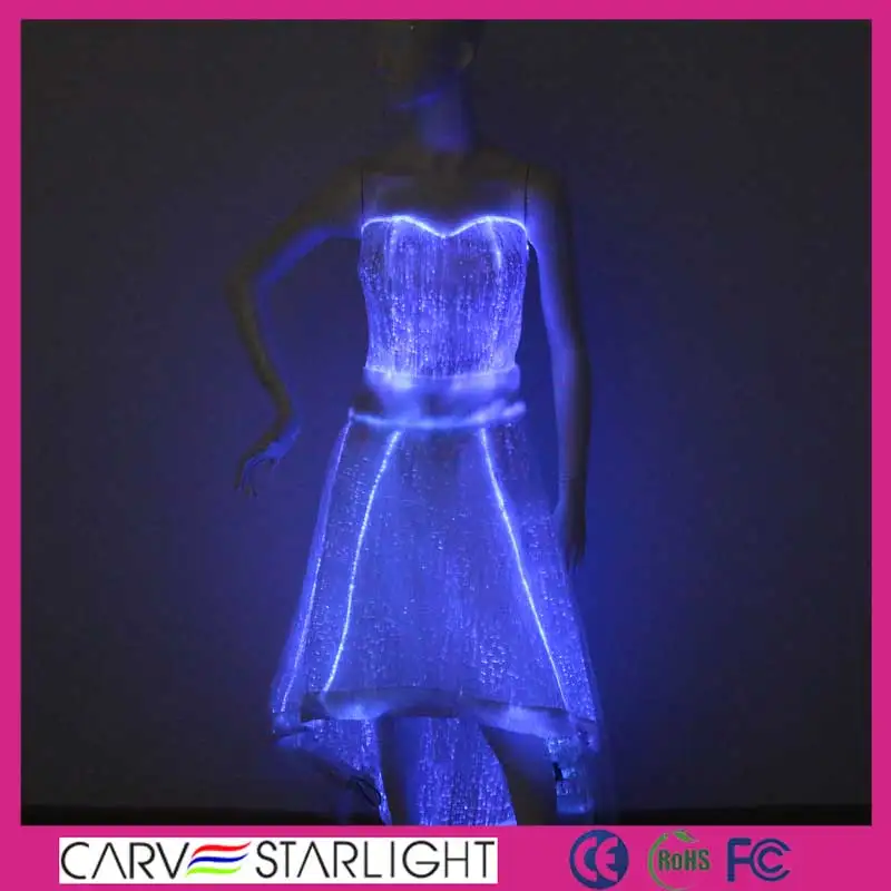 hot luminous led light up fiber optic clothing led wedding dress
